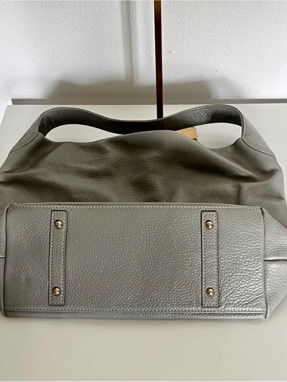 Dooney & Bourke Elephant Gray Pebble Grain Logo Lock Sac Hobo Bag Wallet Set
